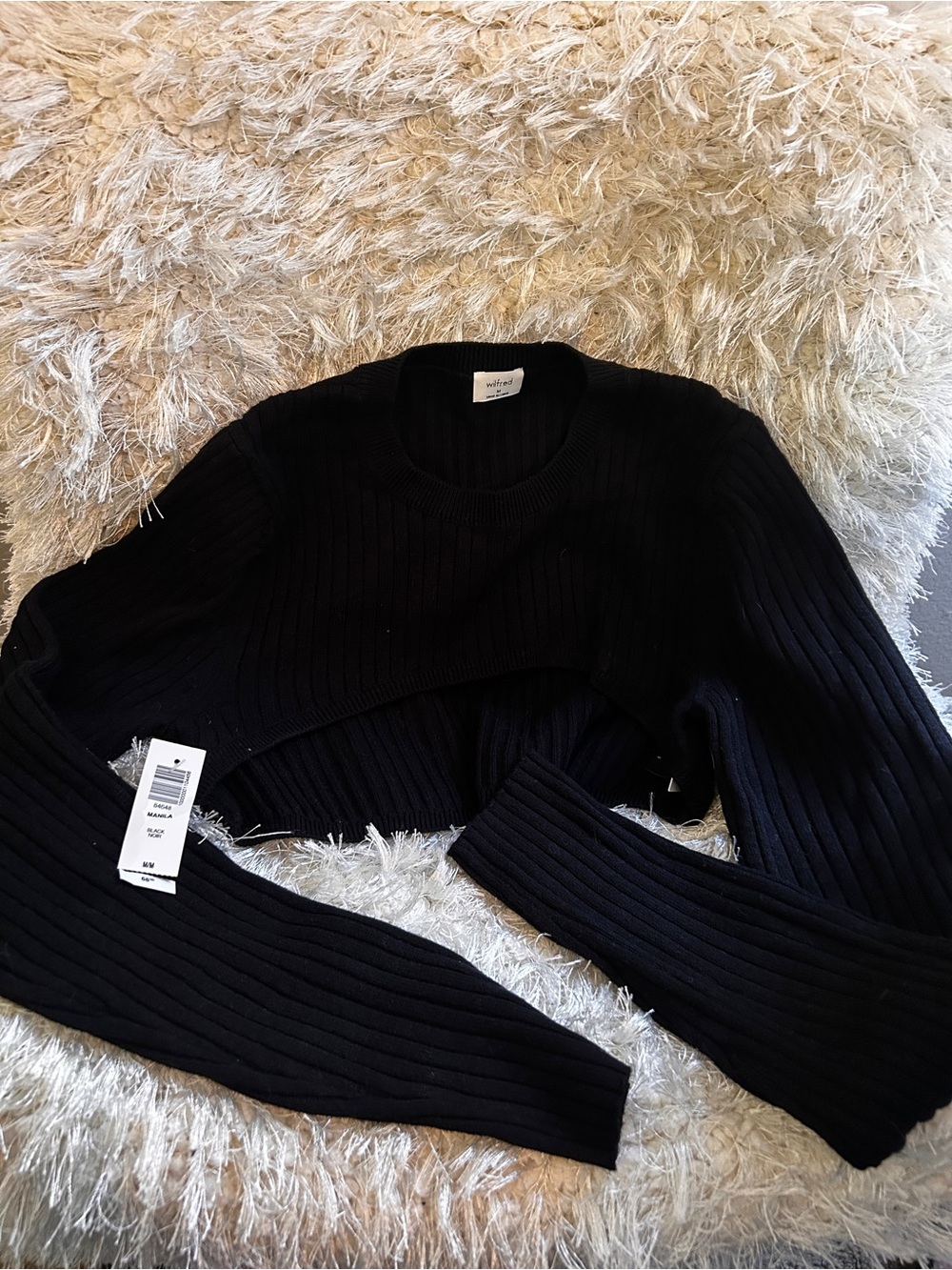 Aritzia Wilfred Merino Wool Cropped Sweater Shrug